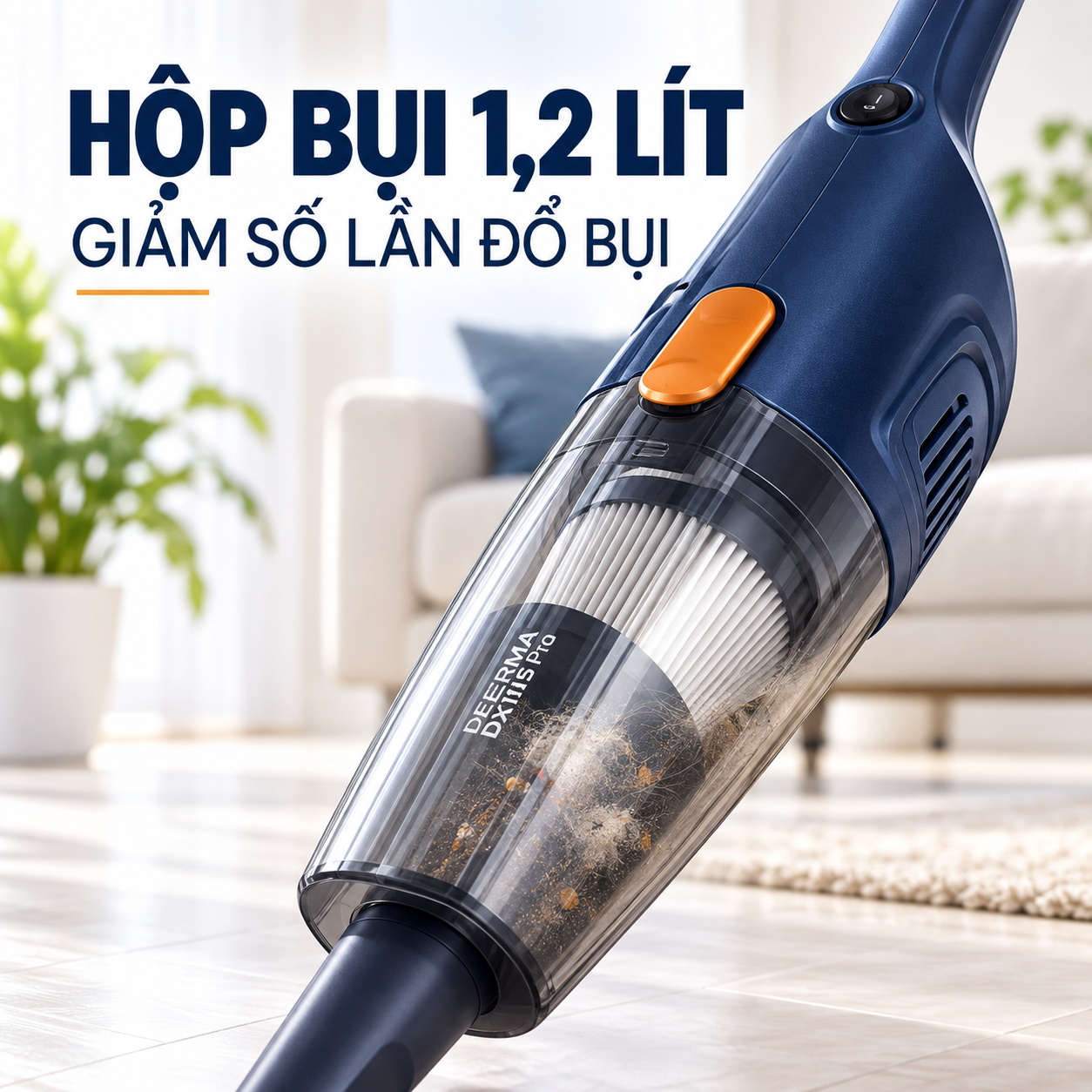 Hộp bụi 1,2 lít của Deerma DX115 Pro