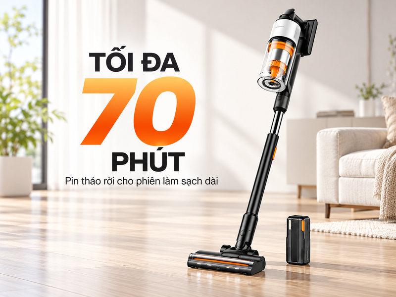 Deerma Z50 cùng pin tháo rời trong không gian gia đình