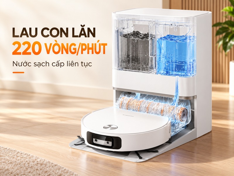 Xiaomi Robot Vacuum 6 - Lau con lăn nước chảy liên tục